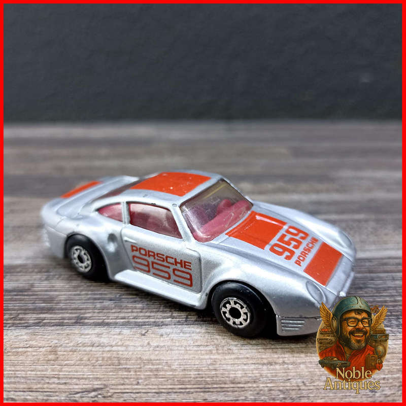 Vintage Matchbox diecast model of a silver Porsche 959