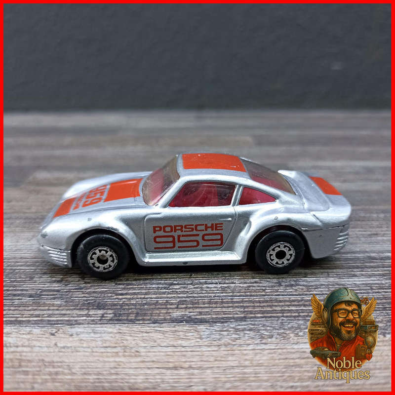 Vintage Matchbox diecast model of a silver Porsche 959