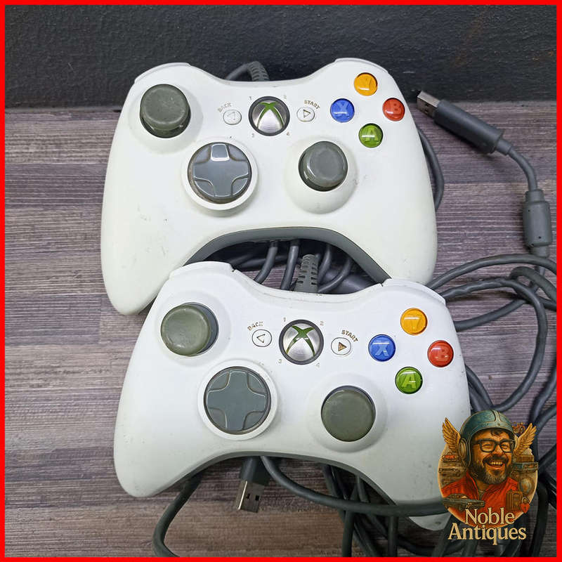 Two wired Xbox 360 controllers
