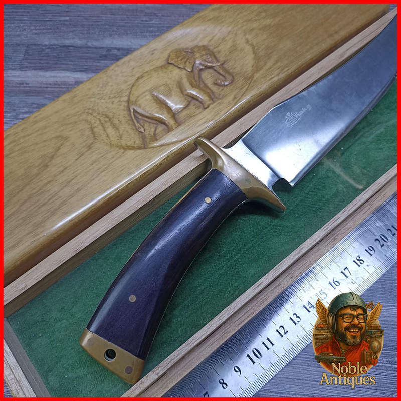 Large Wood Boxed Vintage Shaka Hunting Knife