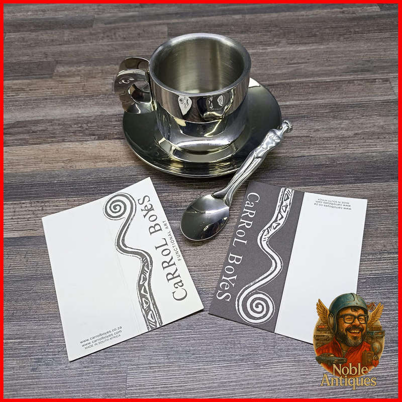 Carrol Boyes Espresso Cup and Saucer with an espresso spoon