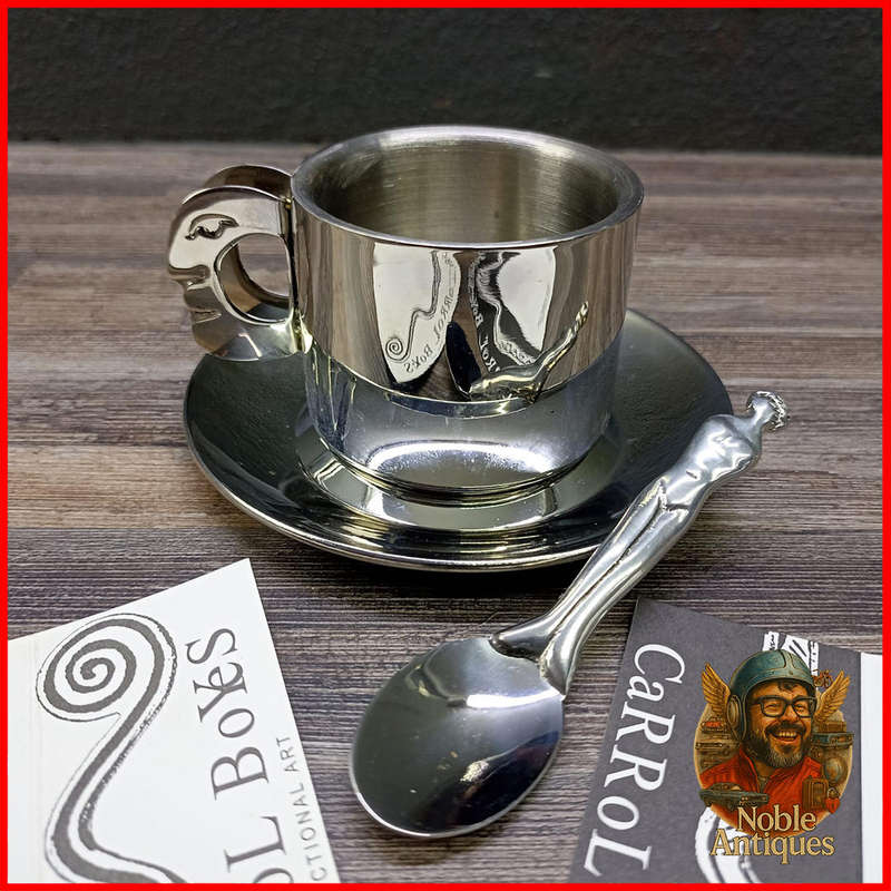 Carrol Boyes Espresso Cup and Saucer with an espresso spoon