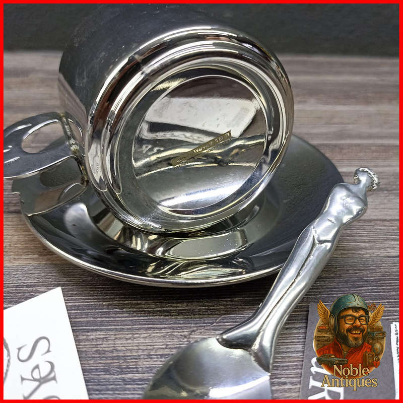 Carrol Boyes Espresso Cup and Saucer with an espresso spoon