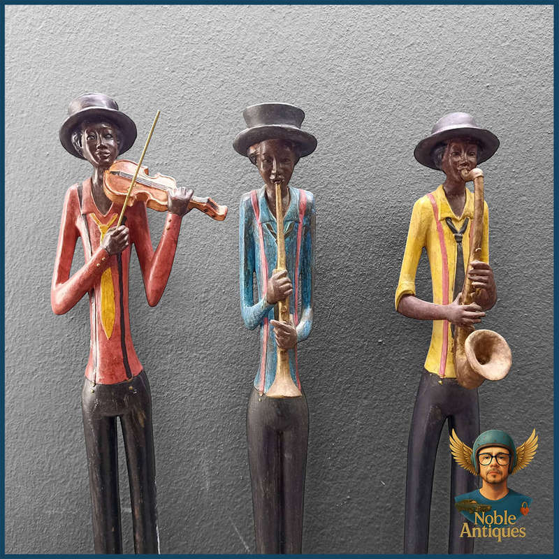 Original 60cm Tall Deco 79 Polystone Jazz Band Set of 3