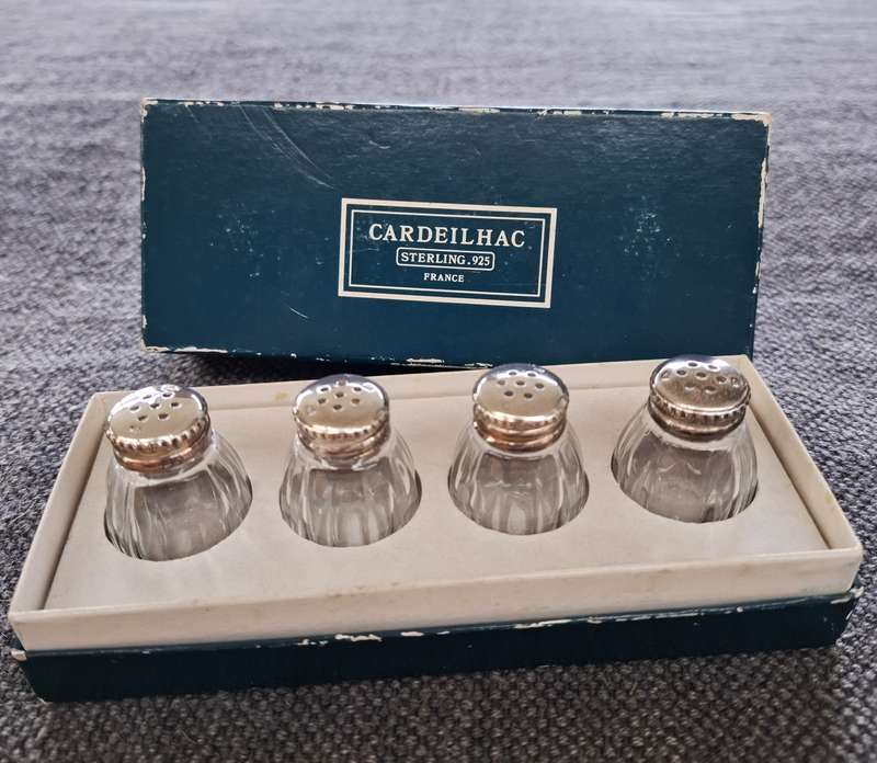 Vintage Silver & Glass Salt & Pepper Pots - French