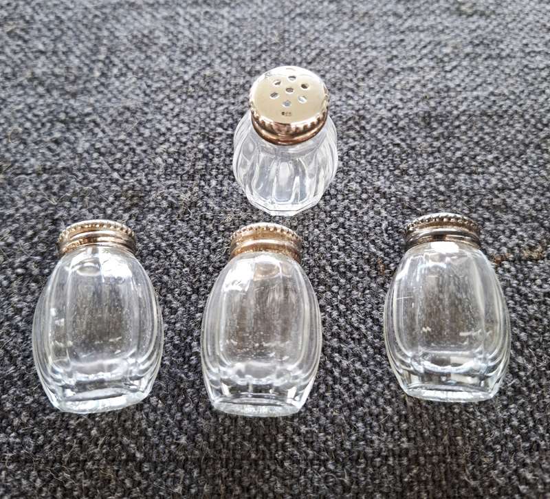 Vintage Silver & Glass Salt & Pepper Pots - French