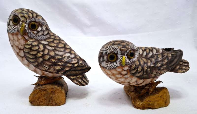 Vintage Wooden Owls - Hand Painted
