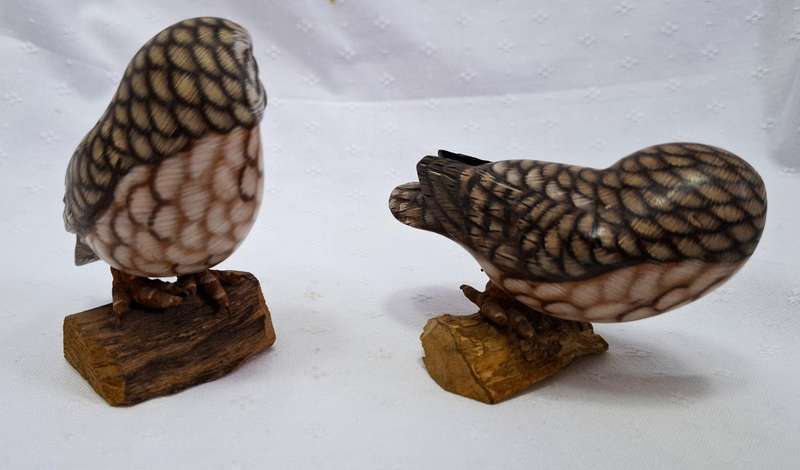 Vintage Wooden Owls - Hand Painted
