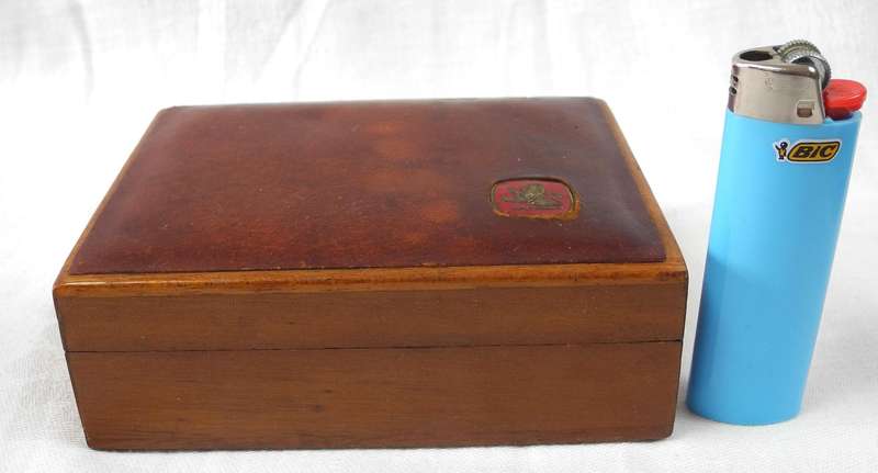 Vintage Leather & Wood Cigarette Box