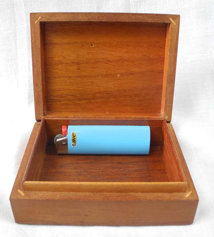 Vintage Leather & Wood Cigarette Box