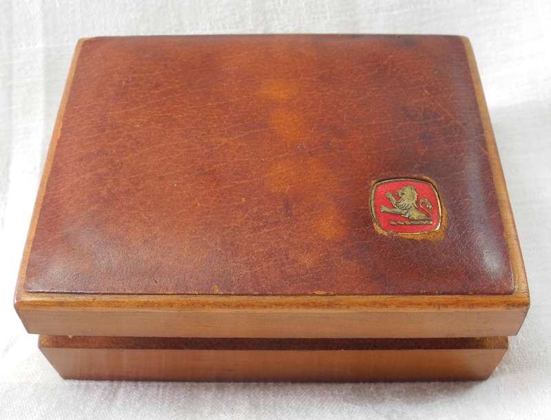 Vintage Leather & Wood Cigarette Box