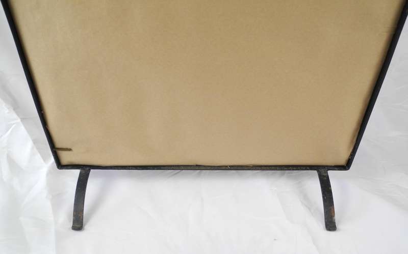 Vintage Wrought Iron Fire Screen with Floral Tapestry Panel