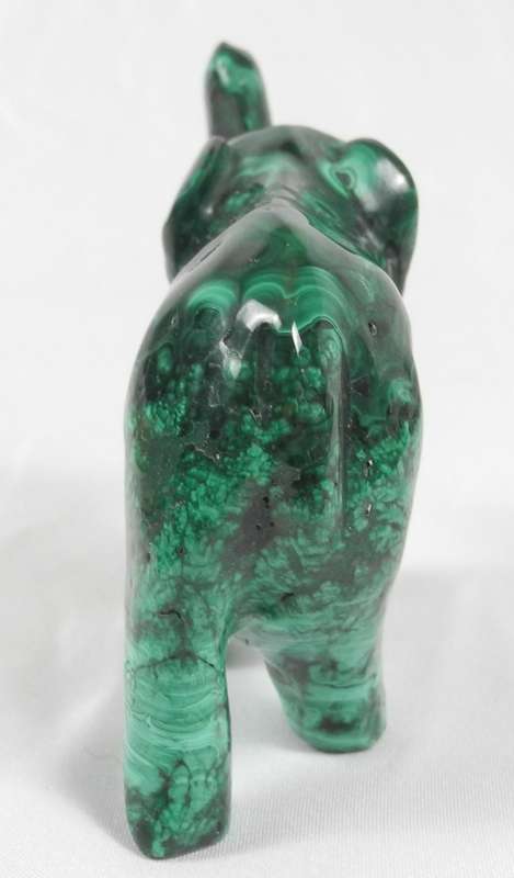 Pair of Hand-Carved Malachite Elephant Figurines