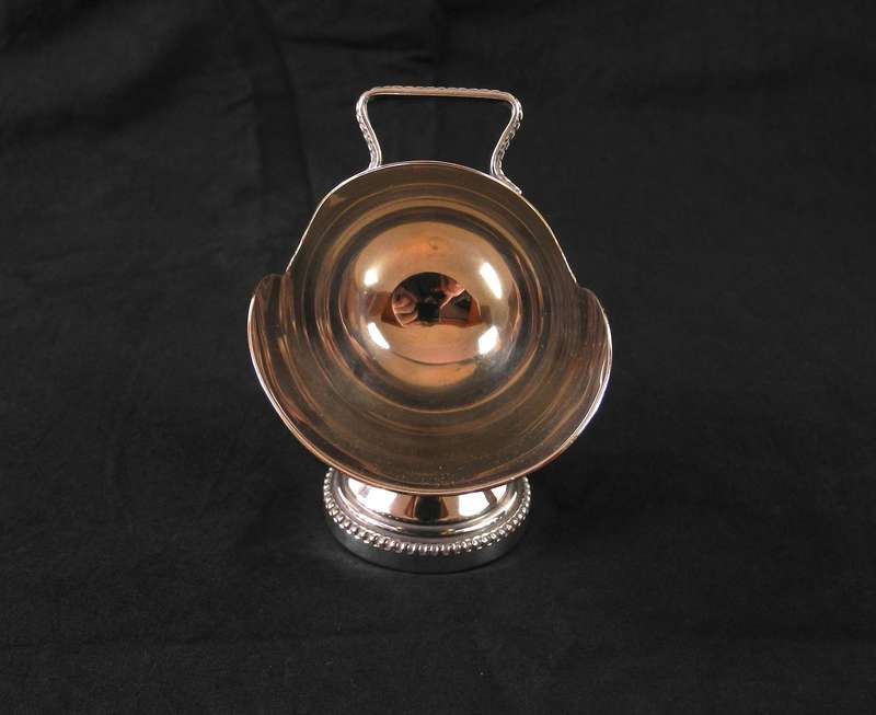 Vintage Silver-Plated Sugar Bowl with Ornate Handle and Pedestal Base