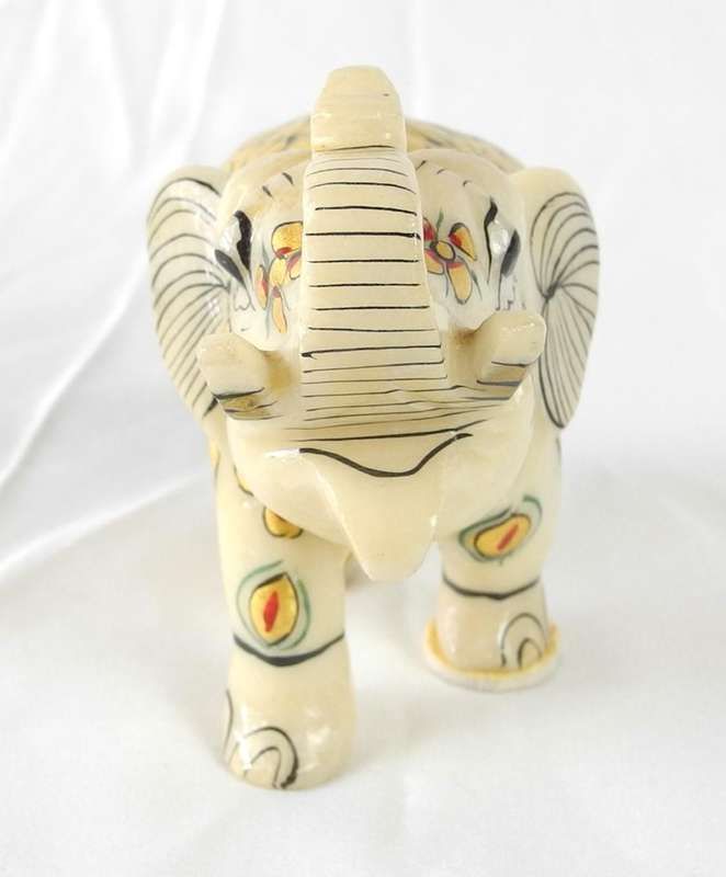 Vintage Marble and Gold Handcrafted Elephant Sculpture