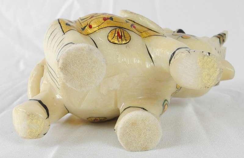 Vintage Marble and Gold Handcrafted Elephant Sculpture