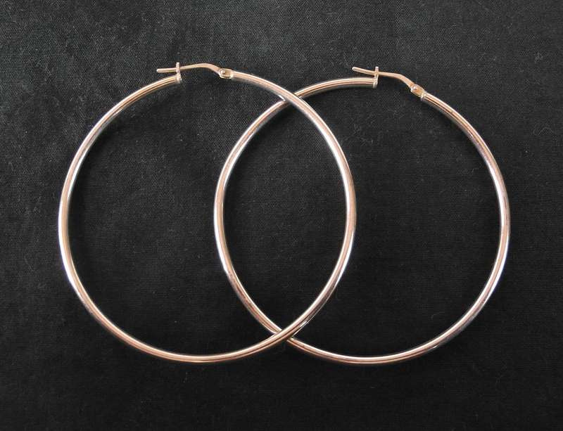 Sterling Silver Italian Large Hoop Earrings (4.8g)