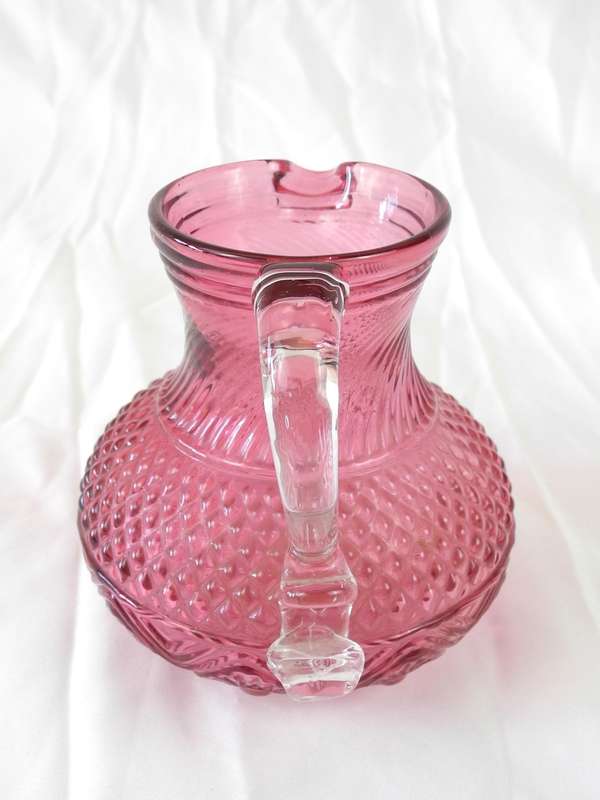 Vintage Pilgrim Glass Small Cranberry Pitcher