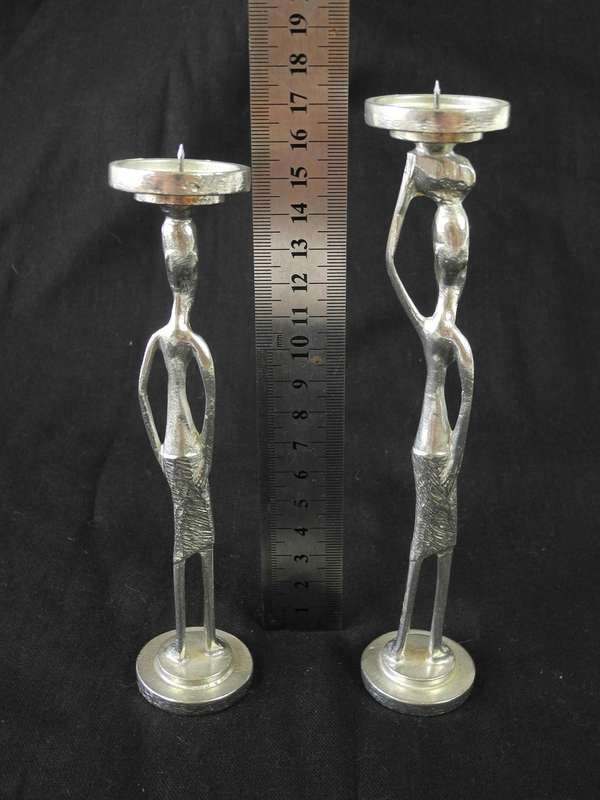 SOL Art Figural Pewter Candlestick Holders - Set of 2