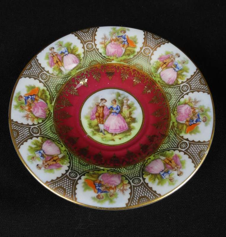 Vintage Bavarian Demitasse Cup and Saucer with Love Story Artwork
