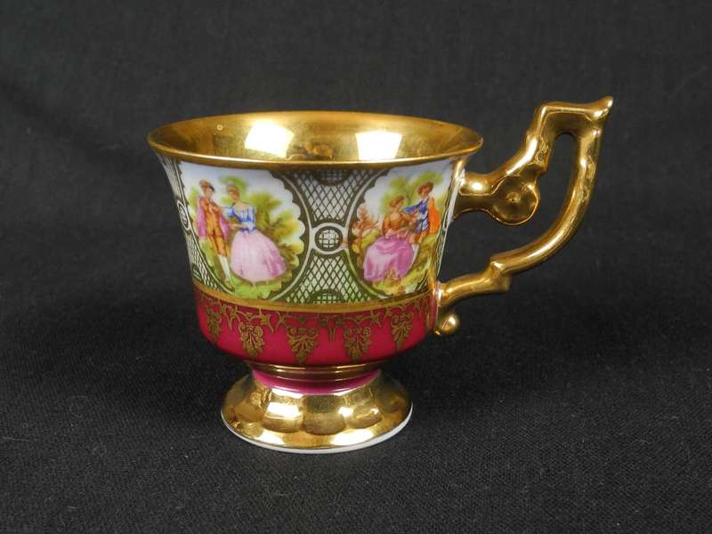 Vintage Bavarian Demitasse Cup and Saucer with Love Story Artwork