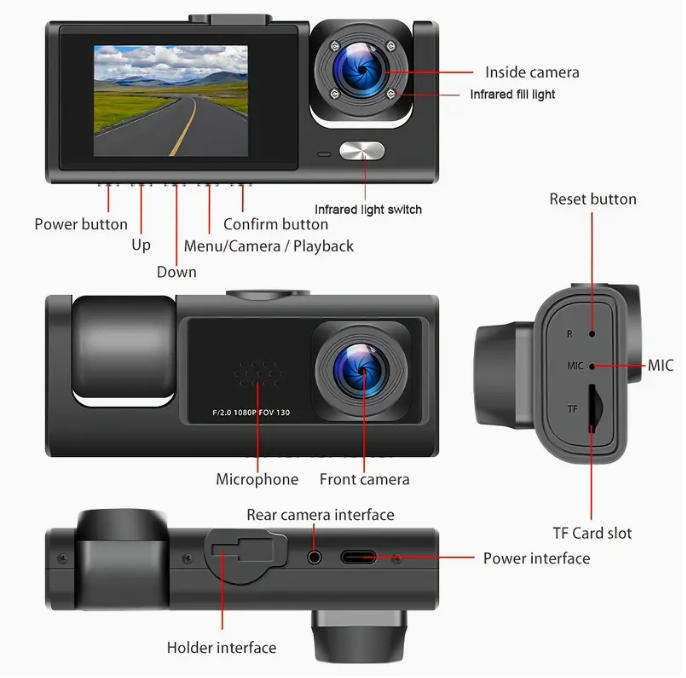 Dual Lens dash Cam with 32GB Memory card