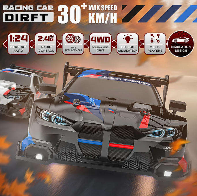 RC Drift Car 1:24 Scale Mini Drift Remote Control Car - BMW themed - Black
