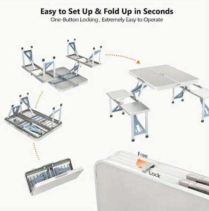 Portable Aluminum Alloy Folding Table and Chair Set Lightweight Camping Picnic Gear