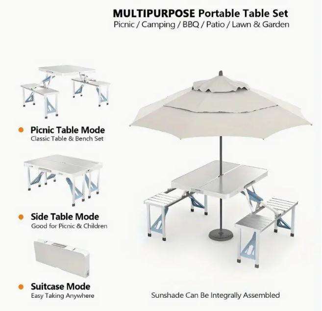 Portable Aluminum Alloy Folding Table and Chair Set Lightweight Camping Picnic Gear