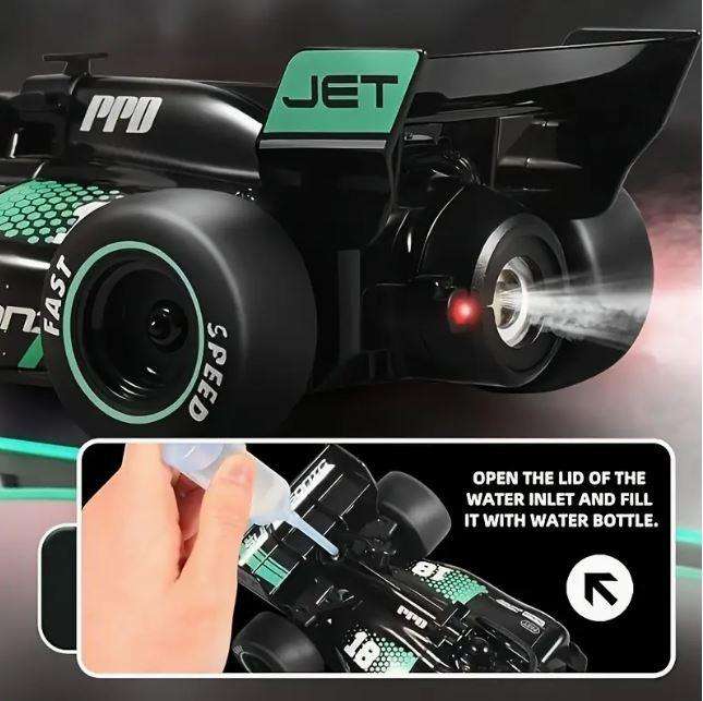 High-Speed Red RC Car with Mist Spray Effect, 1:18 Rc Toy Car - Black and Green