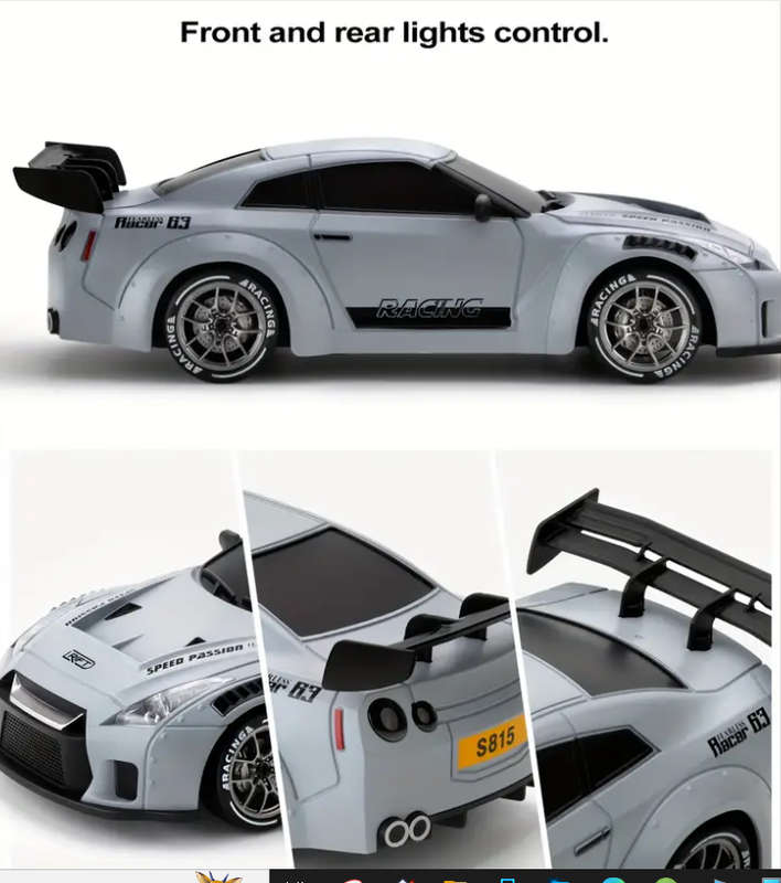 Remote Control Drifting Car, 1:24 Multicolored RC Car with LED Lights
