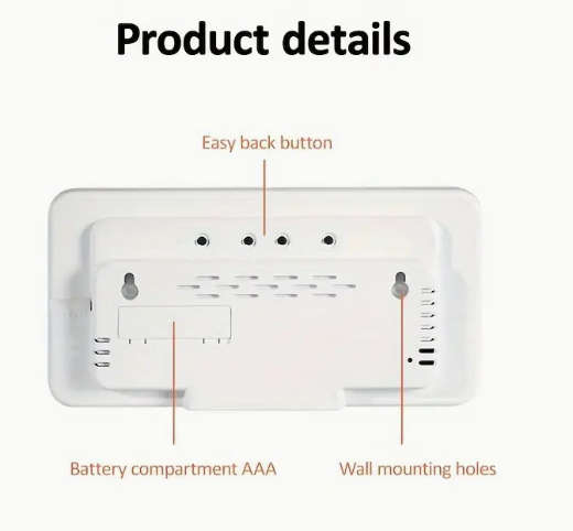 Voice-Controlled Digital Wall Clock with Temperature, Date & Week Display - Dual Alarm Clock - Green