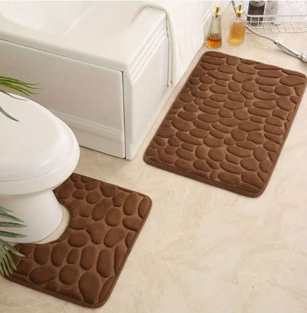 Toilet Bathroom Mat set - Coffee- 2 Piece