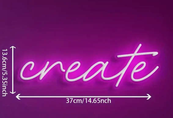 USB-Powered 'Create' Neon Sign - Neon light decor - Blue