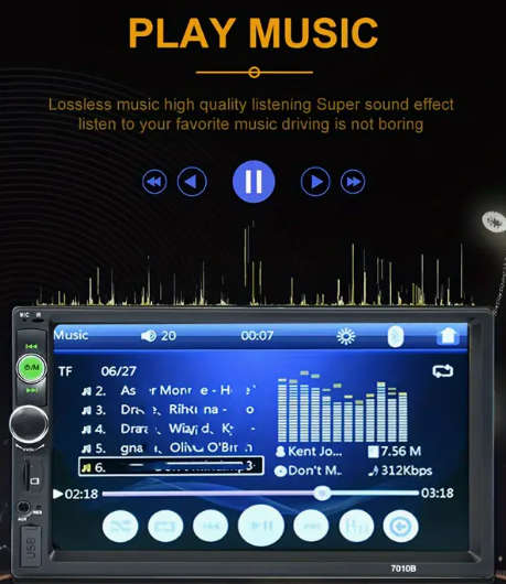 7 Inch HD  Car Stereo Radio MP5 Player With Remote Control and Steering Attachment
