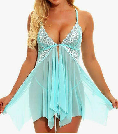 Plus Size Babydoll Lingerie Chemise and Thong Set Underwear