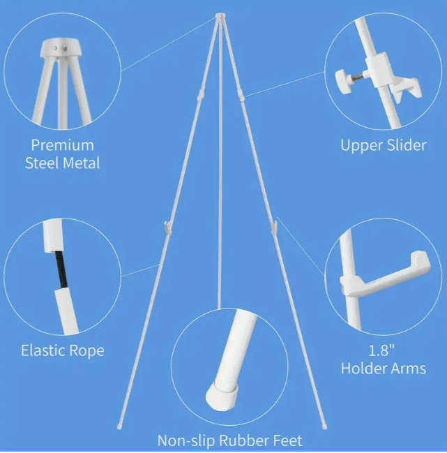 Portable Foldable Easel Stand - Instant Setup, with Storage Bag - Black - 160 CM