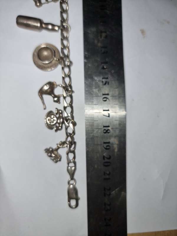 Sterling Silver 6mm bracelet with silver charms - Weight -41g charm