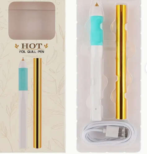 0.8mm USB Heat-Resistant Grip Hot Foil Quill Pen with gold foil roll