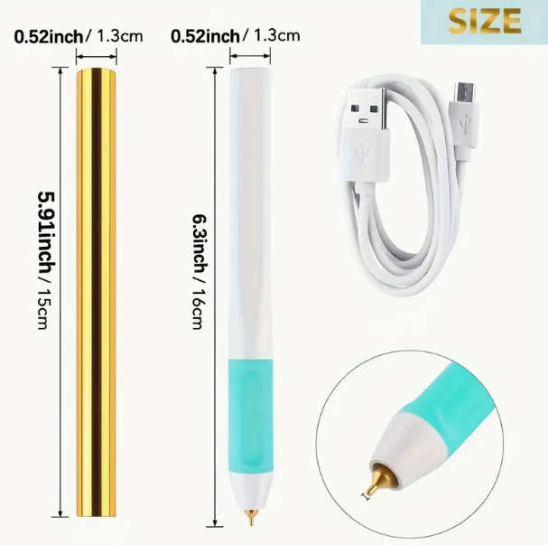 0.8mm USB Heat-Resistant Grip Hot Foil Quill Pen with gold foil roll