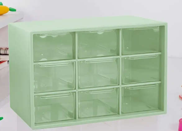 Multipurpose 9-Grid Plastic Drawer Organizer  - Mint Green