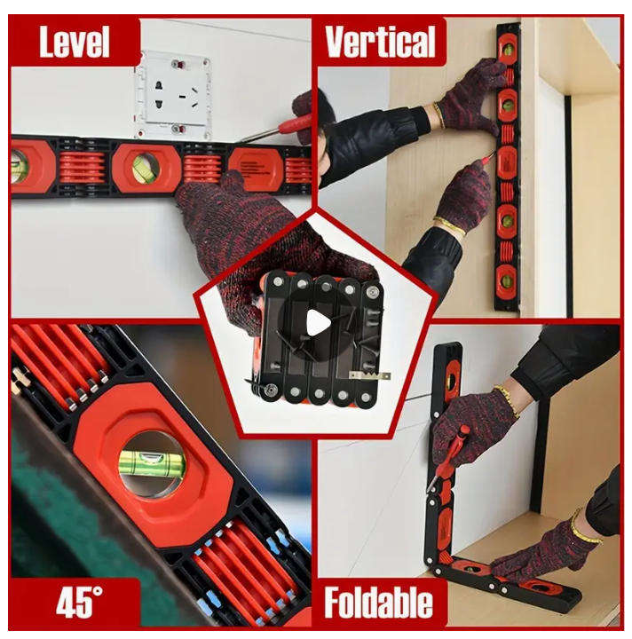 Versatile Multi-Angle Folding Level - High Precision, Magnetic, for Home Decor & Woodworking Project