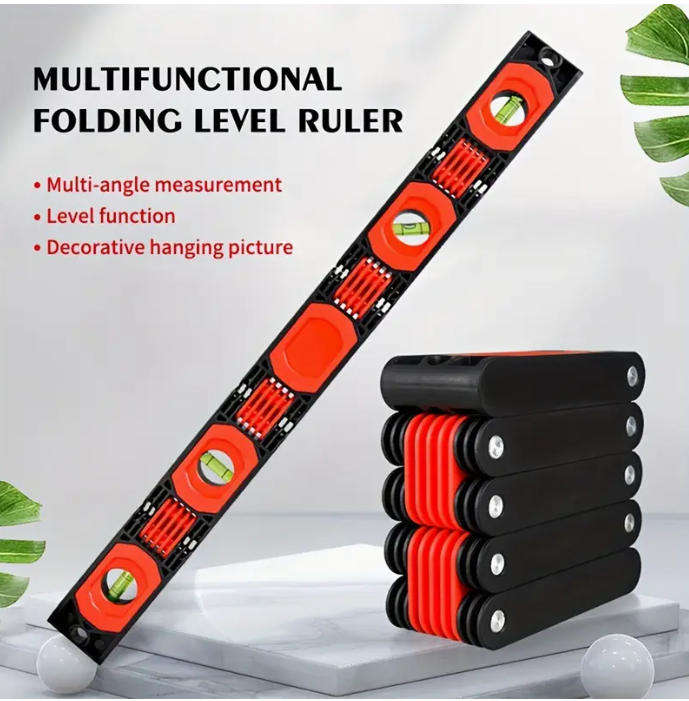 Versatile Multi-Angle Folding Level - High Precision, Magnetic, for Home Decor & Woodworking Project