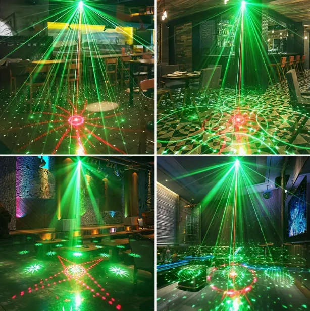 USB Voice-Controlled Laser Light Show - Colorful Flashing Stage & Bar Lights with Remote Control
