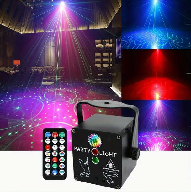 USB Voice-Controlled Laser Light Show - Colorful Flashing Stage & Bar Lights with Remote Control