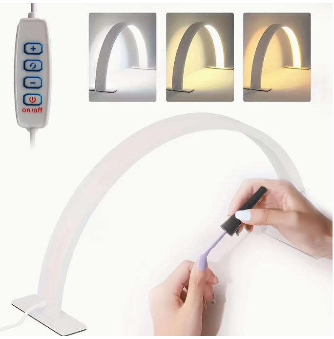 USB-Powered LED Desk Lamp with Button Switch - Sleek Curved Design