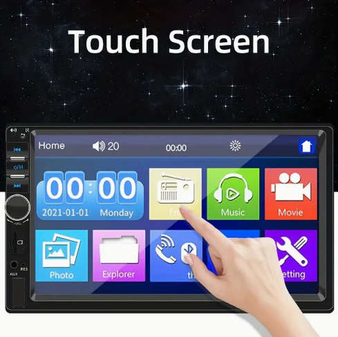 7 Inch Car MP5 dual-spool radio, supports CarPlay and Android AndroidAuto - Remote Included