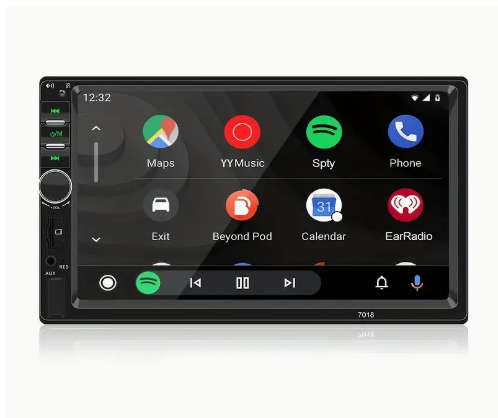 7 Inch Car MP5 dual-spool radio, supports CarPlay and Android AndroidAuto - Remote Included