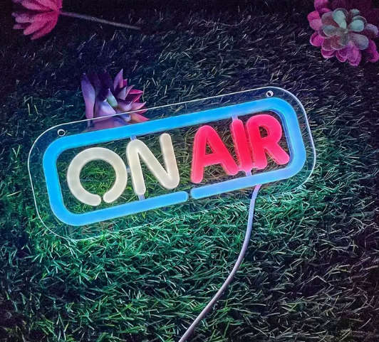 ON AIR" LED Neon Light Sign - 9x3.5 inch, USB Powered, Red & Blue Signage