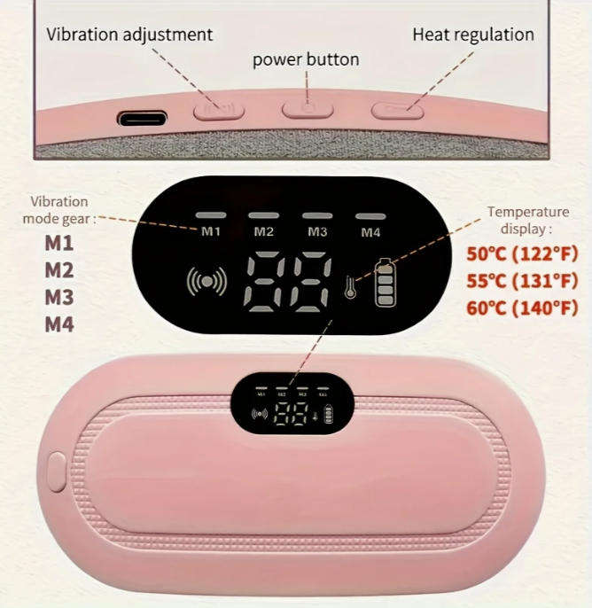 USB Rechargeable Portable Menstrual Heating Pad - Abdominal & Waist Massage Mat with Lithium Battery